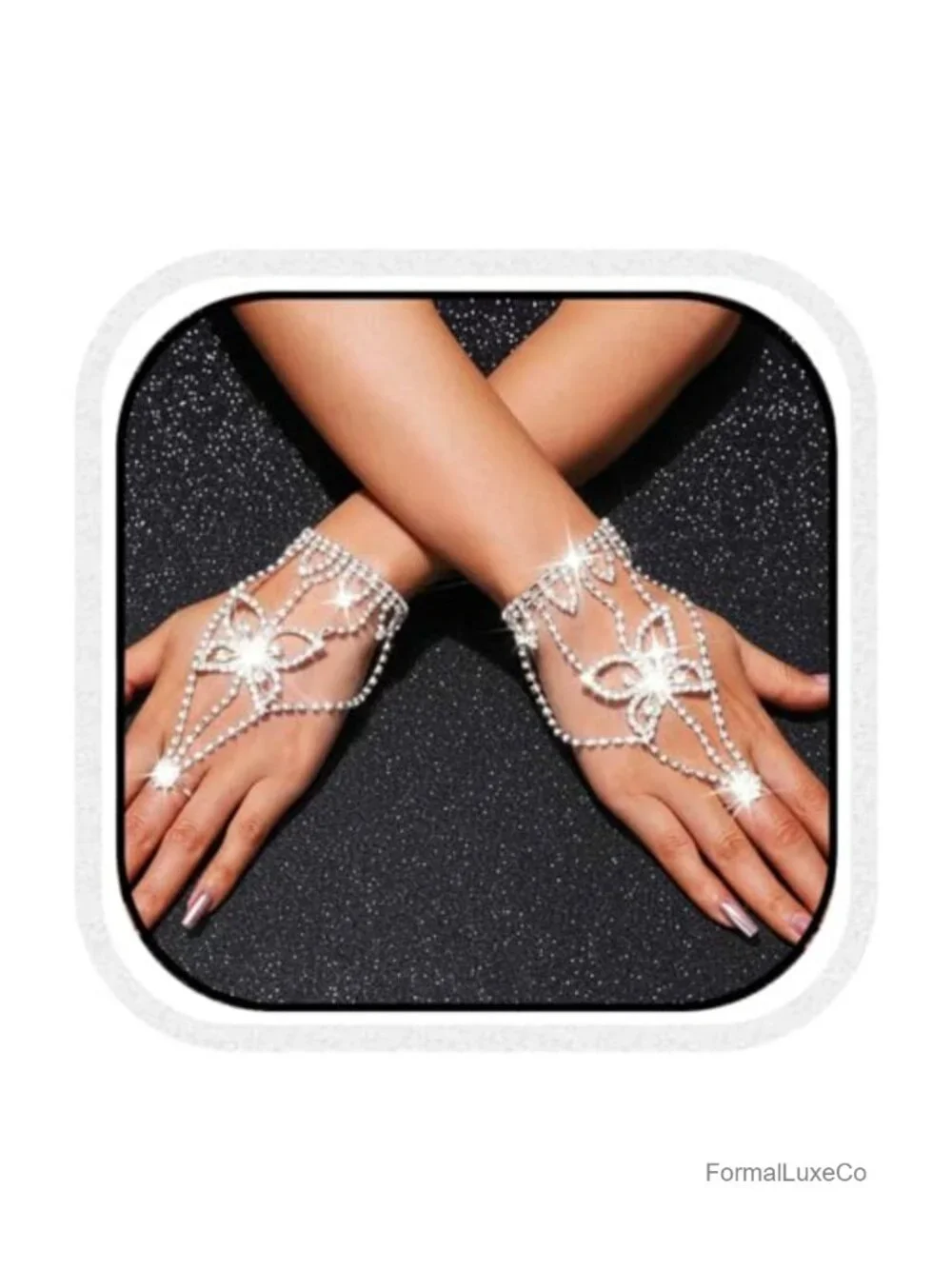 Rhinestone Fingerless Gloves Bridal Hand Chain Women Wedding